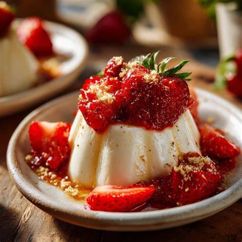 Frische Erdbeeren und Agar-Agar-Pulver neben Einmachgläsern
