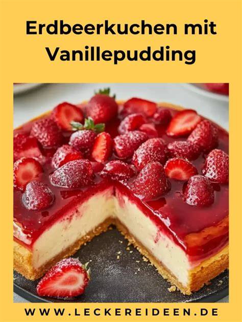 Frische Erdbeeren und Vanillepudding als Zutaten für den Erdbeerkuchen