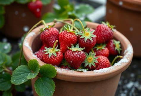 Frische Erdbeeren und Zucker im Topf