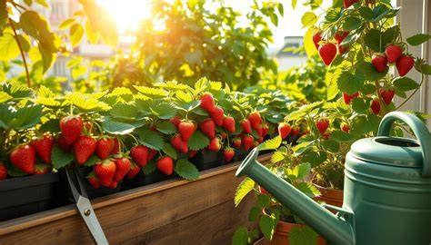 Frische Erdbeeren werden auf dem Erdbeer-Schmandkuchen verteilt