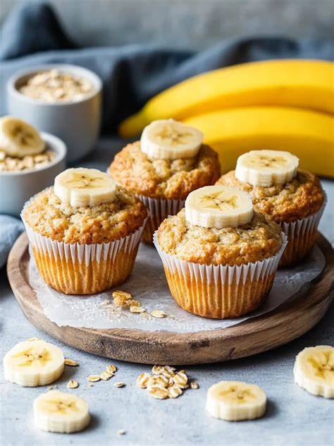 Frische Haferflocken Bananen Muffins im Muffinblech