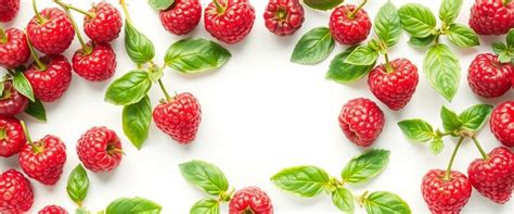 Frische Himbeeren und Basilikumblätter