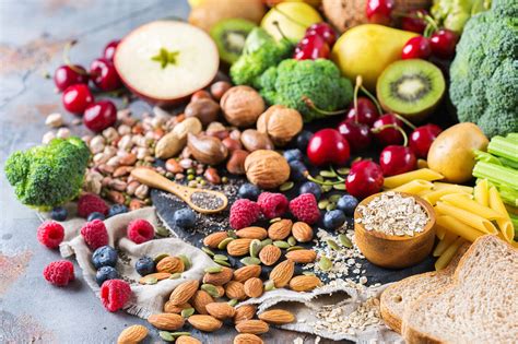 Frische Lebensmittel - Obst, Gemüse und Vollkornprodukte