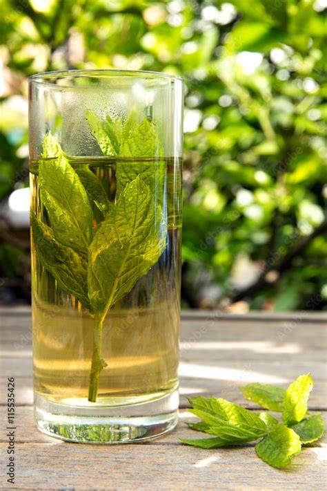 Frische Pfefferminzblätter im Glas für Tee