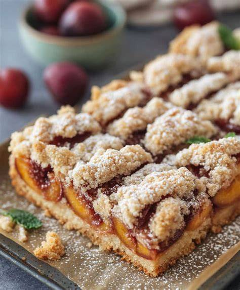 Frische Zwetschgen und knusprige Streusel in Auflaufform