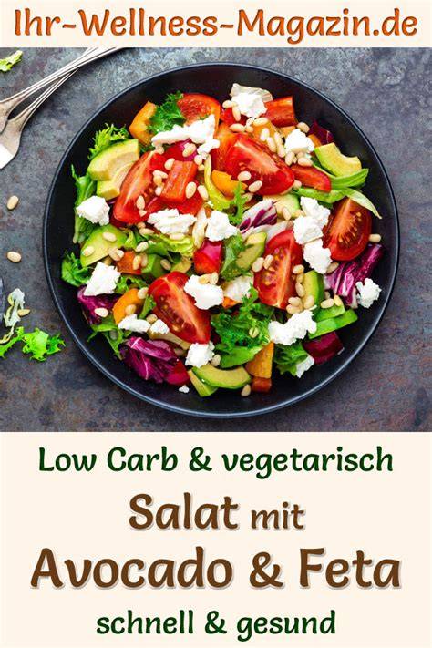 Frischer gemischter Low Carb Gemüsesalat mit Avocado und Ei