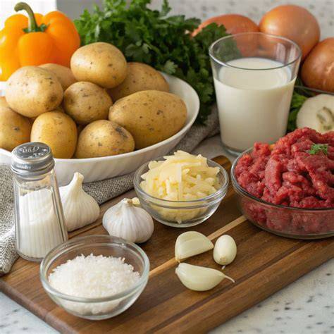 Frischkäse und Zutaten auf der Küchenarbeitsfläche