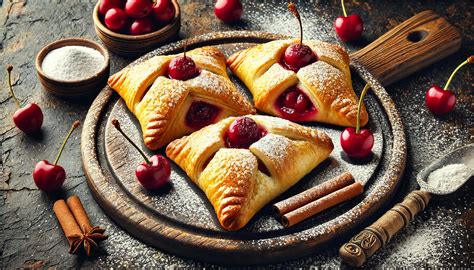 Frittierte Kirschtaschen mit Puderzucker bestäubt