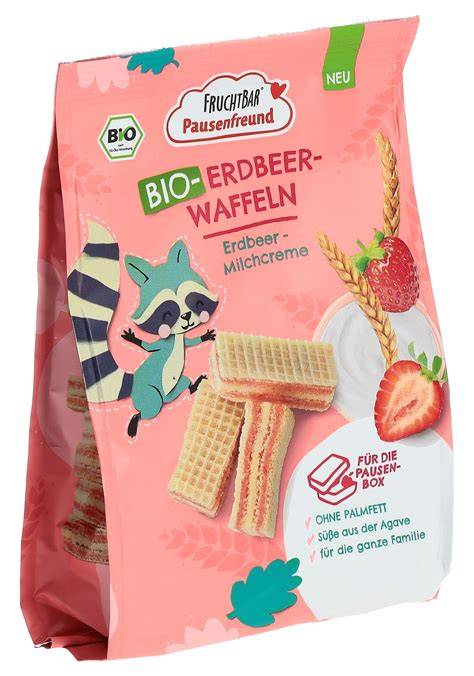 Fruchtbar Erdbeer-Waffeln Packung und Zutaten