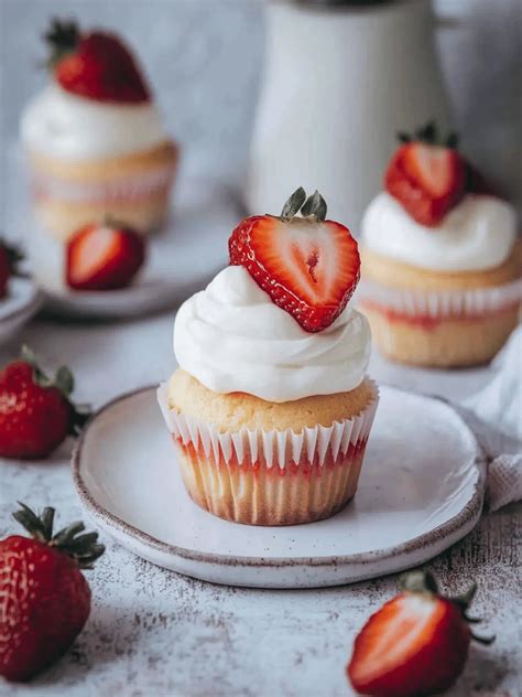 Fruchtige Erdbeer-Cupcakes mit leichtem Joghurt-Frosting