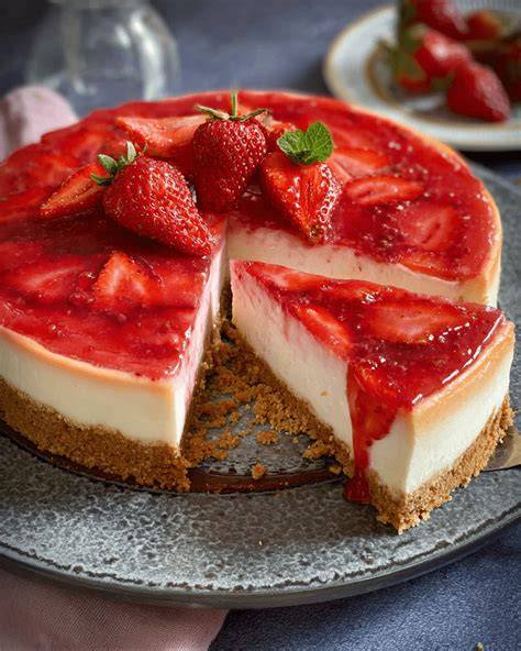 Fruchtiger Käsekuchen mit Erdbeeren