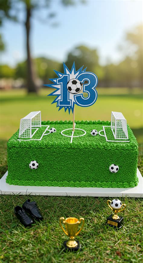 Fußball-Spielfeld-Torte mit Kokosraspeln als Rasen