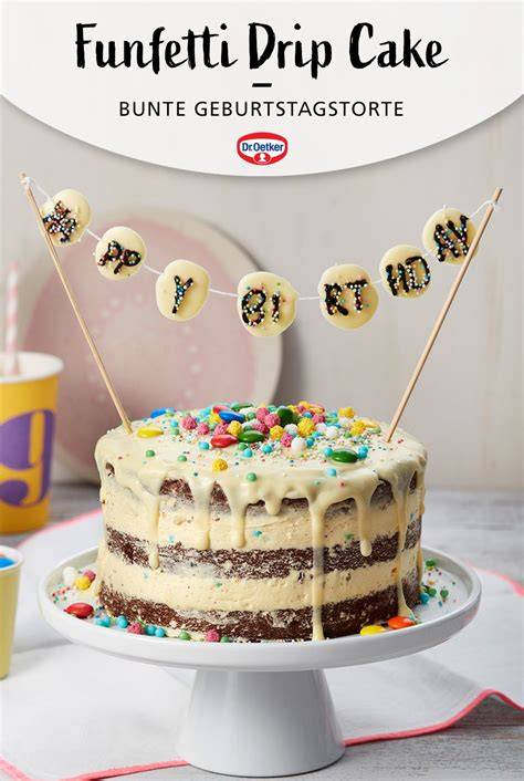 Funfetti-Drip-Cake mit Orangenbuttercreme
