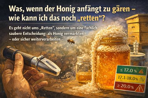 Gärender Honig und Blasenbildung
