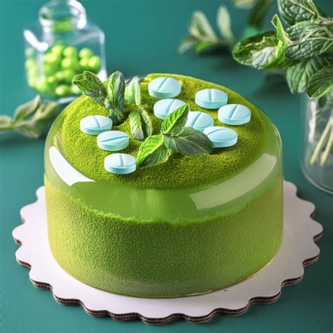 Garnierte Torte mit Minzblättern