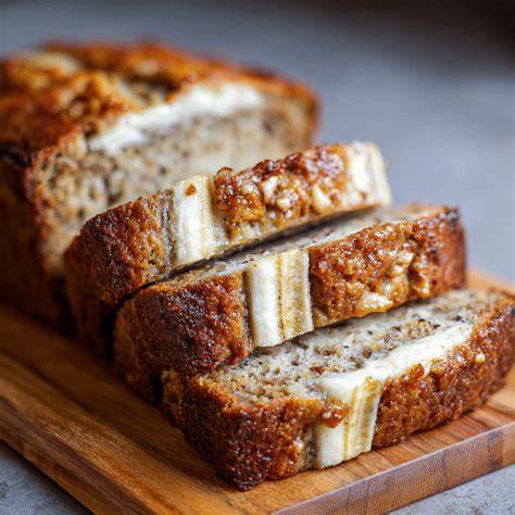 Gebackener Banana Cheese Bread im Anschnitt