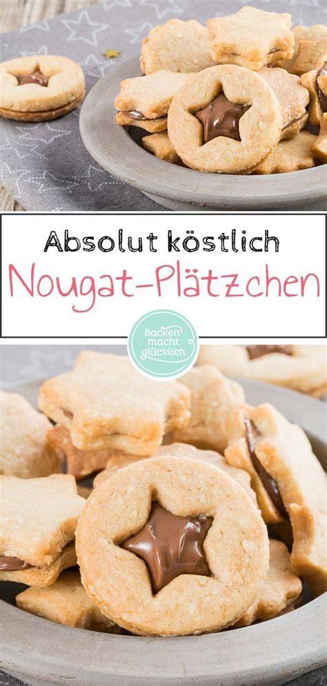 Gefüllte Nougatplätzchen und fest gewordener Nougat