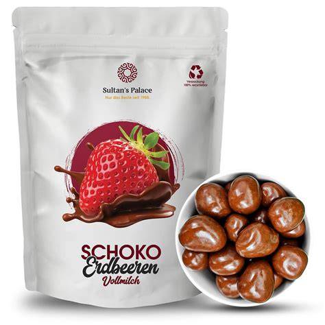 Gefriergetrocknete Erdbeeren in Schokolade als Topping