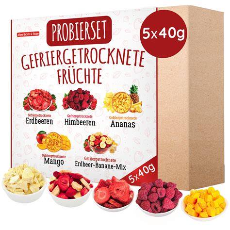 Gefriergetrocknete Früchte in verschiedenen Sorten