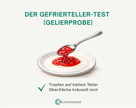 Gelierprobe: Tropfen auf kalter Unterlage