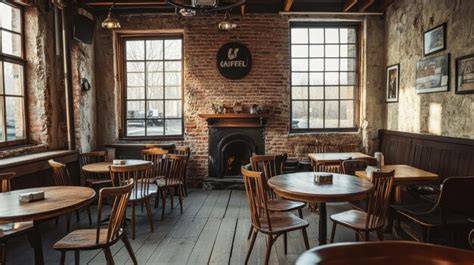 Gemütliches Café-Interieur und Auslage mit Macarons