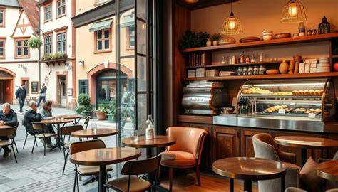 Gemütliches Caféambiente mit Kaffee und frischen Backwaren