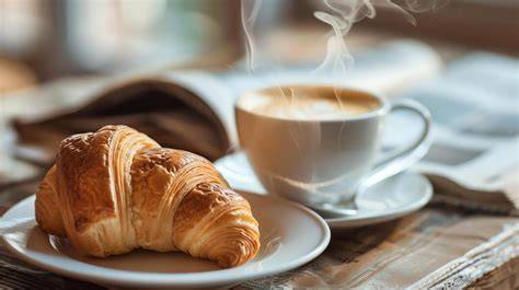 Genussmoment: Croissant und Kaffee