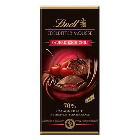 Genussmoment mit Lindt Kirsch Chili Schokolade