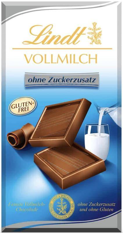 Genusstipp: Stück der Lindt Vollmilch-Tafel auf Teller