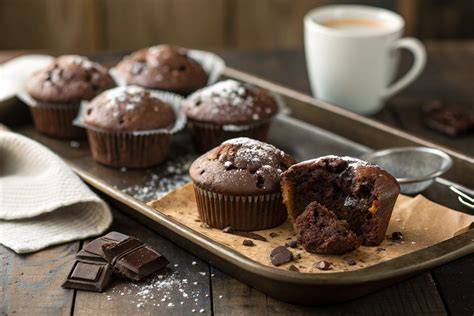 Genussvolle Schokoladenmuffins in der Servierschale