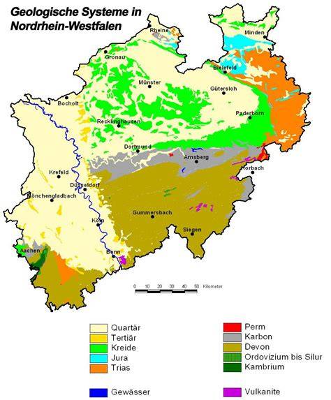 Geologische Karte mit kalkhaltigen Gebieten in NRW