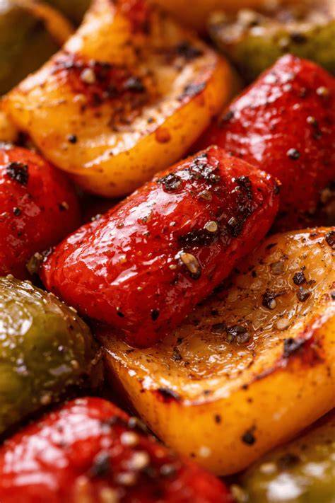 Geröstete Paprika und Zucchini für Coca
