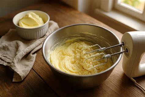 Geronnene Buttercreme in Rührschüssel