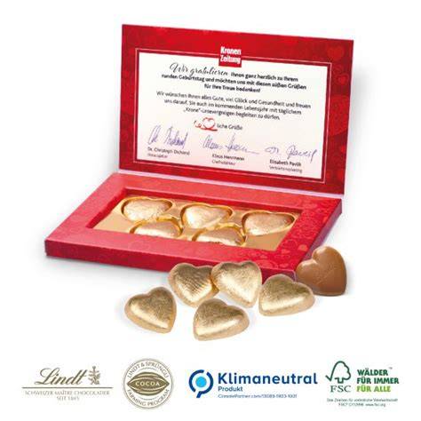 Geschenkbox mit 10 Lindt Schoko-Herzen