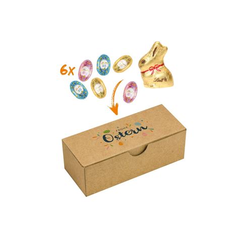 Geschenkbox mit Lindt Goldhase und Mini-Eiern