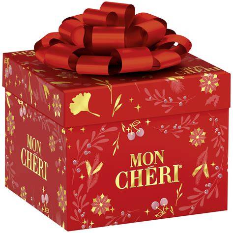 Geschenkbox mit Pralinen und Schleife