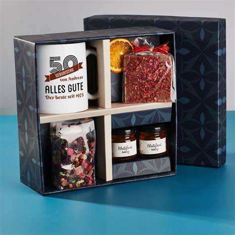 Geschenkset mit Einmachglas Schoko-Mandeln und anderen Leckereien