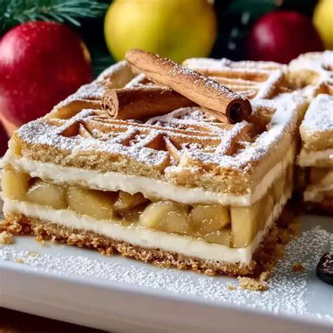 Geschnittener Apfelkuchen auf Backblech