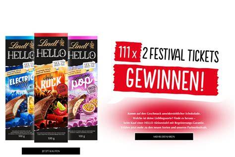 Gewinnspiel Lindt HELLO Festival Edition - Aktionsseite