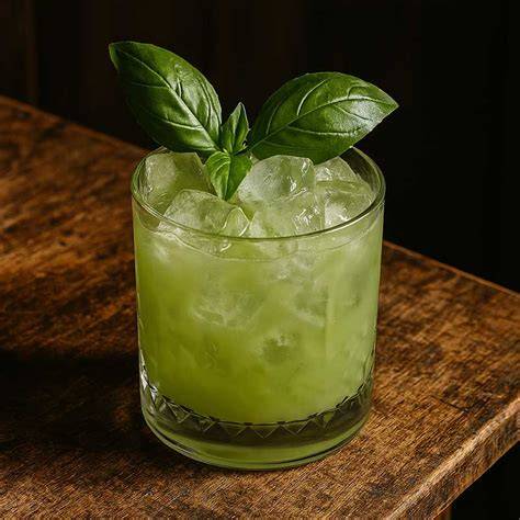 Gin Basil Smash Cocktail mit frischem Basilikum