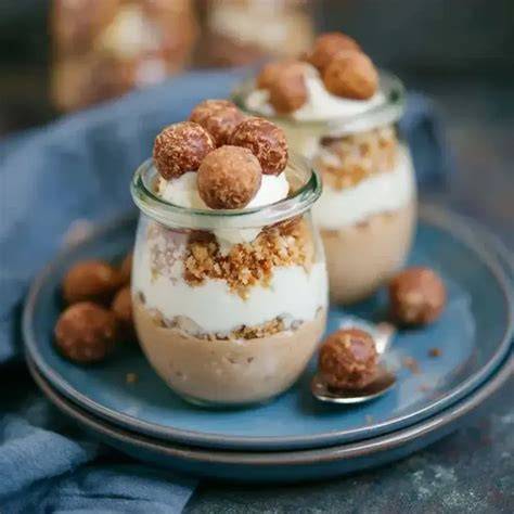 Giotto Quark Dessert in Dessertgläsern und Zutaten