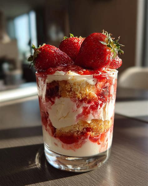 Gläser mit Erdbeer Tiramisu geschichtet