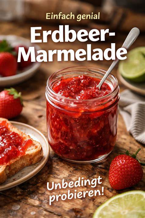 Gläser mit Erdbeer-Limette Marmelade und frischen Limetten