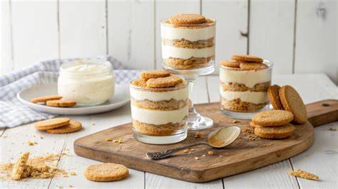 Gläser mit Maria-Keks-Mikrowellendessert