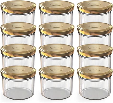 Gläser mit goldener Glitzermarmelade als Geschenk