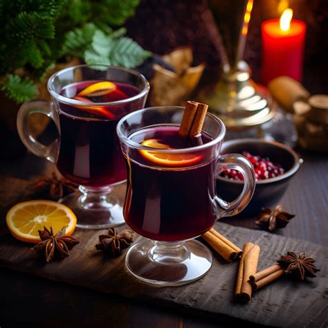 Gläser mit heißem Punsch, Zimtstange und Orangenscheiben