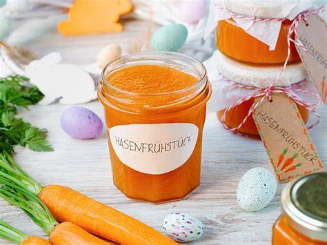 Glas Hasenfrühstück Marmelade mit Osterglocken