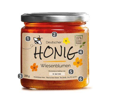 Glas Honig, Bienen, Ursprungsland, Etikett