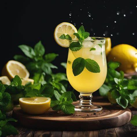 Glas Honig-Limonade mit Zitronen und Minze