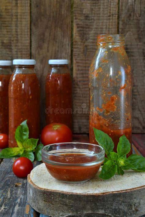 Glas Tomaten-Passata mit Ingwer und Knoblauch